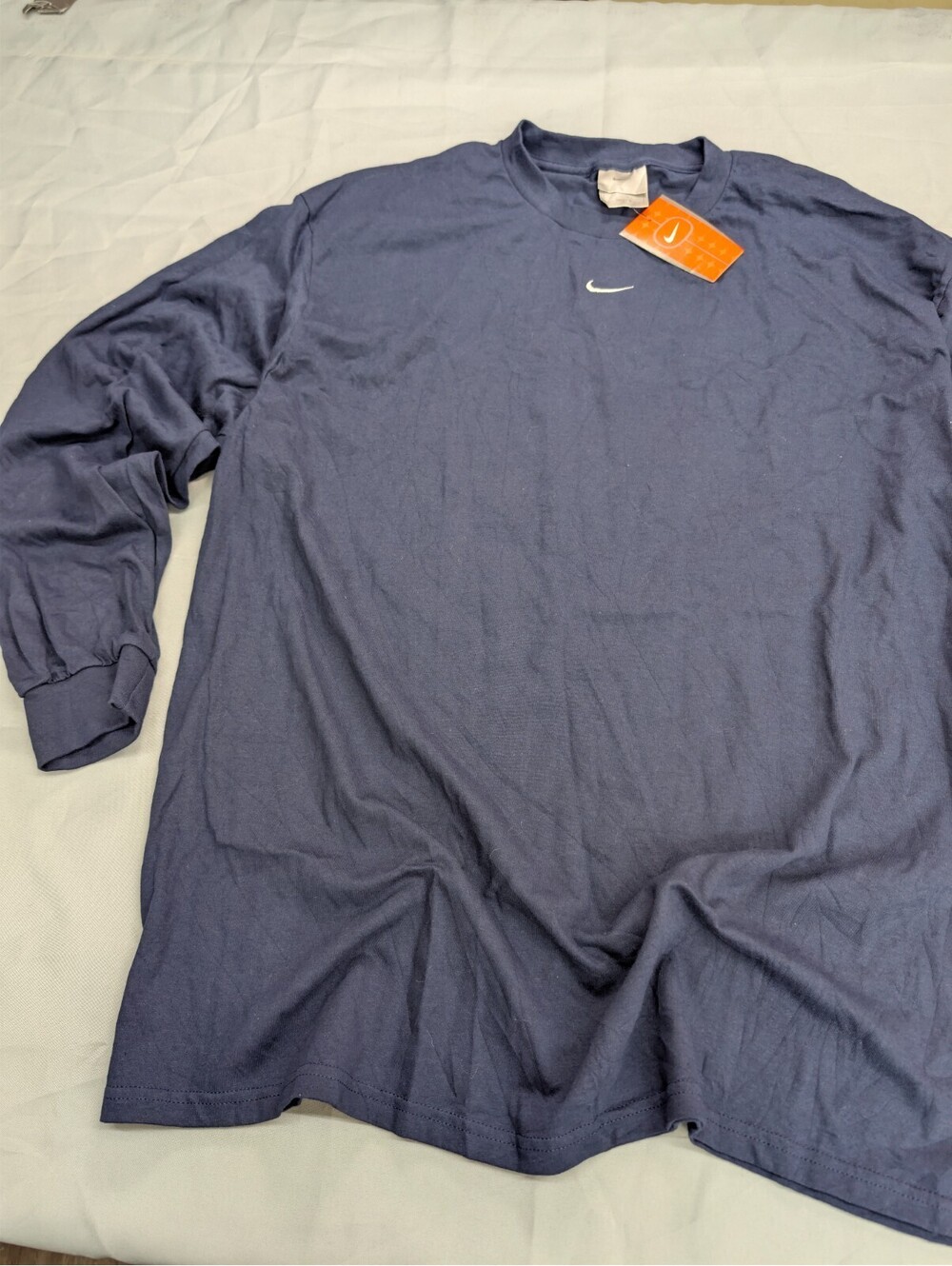 Vintage Nike Center Swoosh Long Sleeve Shirt XL Blue USA